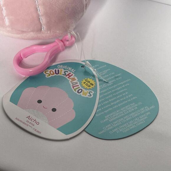 3.5" "Aicha the Seashell" Kellytoy Squishmallows Plush Keychain Clip-On - Picture 3 of 3